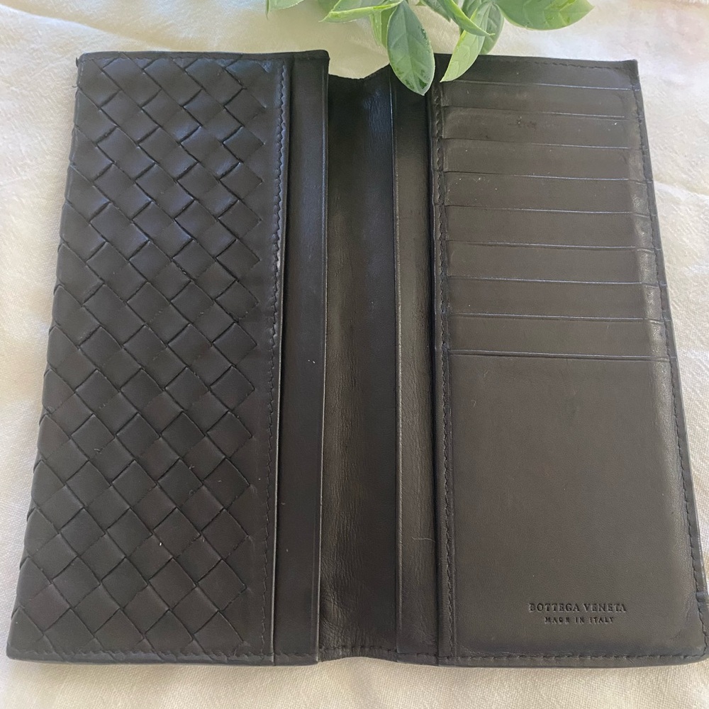 Bottega Veneta Black Woven Leather Wallet